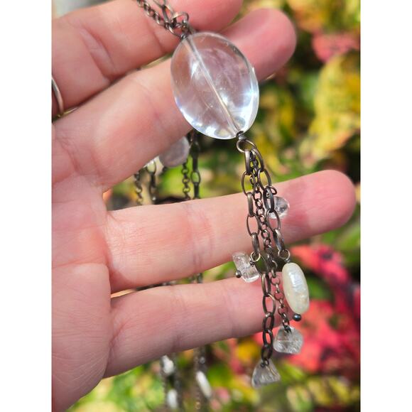 Vintage N1492 Retired Silpada Sterling Silver Crystals & Pearls Necklace, 35" - Picture 2 of 10